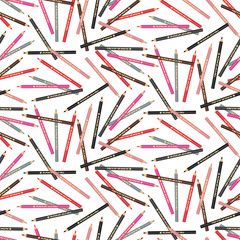 Seamless background of colored pencils for eyes. Pattern