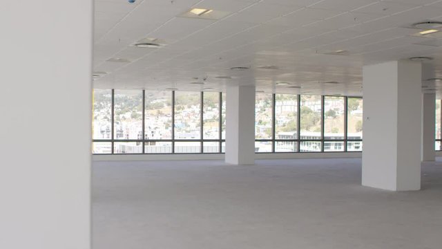 Empty Interior Of Modern Office Shot In Slow Motion