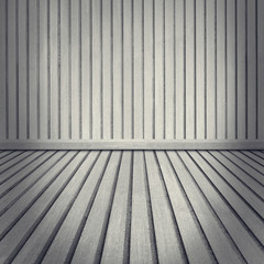 old  white and black wood texture wall and room background in vintage with copy space, top view of floor- can used to show produce and goods for advertisment