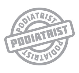 Podiatrist rubber stamp. Grunge design with dust scratches. Effects can be easily removed for a clean, crisp look. Color is easily changed.