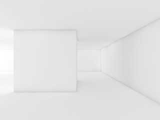 Abstract white empty room, contemporary hall 3d