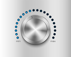 Metal volume control with glowing dial