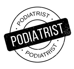Podiatrist rubber stamp. Grunge design with dust scratches. Effects can be easily removed for a clean, crisp look. Color is easily changed.