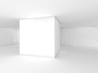 Abstract empty room interior, white cube, 3 d