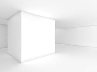 Abstract white empty room, cube column