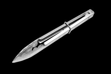 Kitchen tongs. Isolated on black background with clipping path
