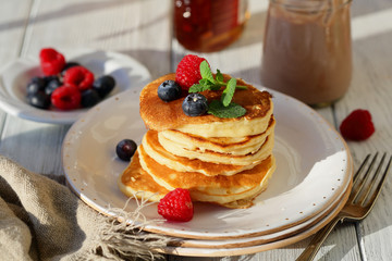 Morning pancakes with berry