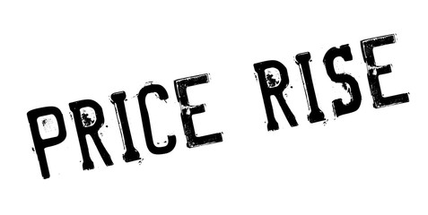Price Rise rubber stamp. Grunge design with dust scratches. Effects can be easily removed for a clean, crisp look. Color is easily changed.