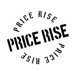 Price Rise rubber stamp. Grunge design with dust scratches. Effects can be easily removed for a clean, crisp look. Color is easily changed.