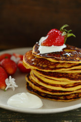 Rustic Breakfast pancake with fruits