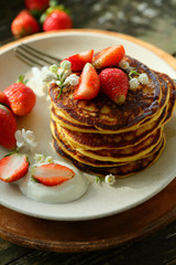 Breakfast pancake with cream