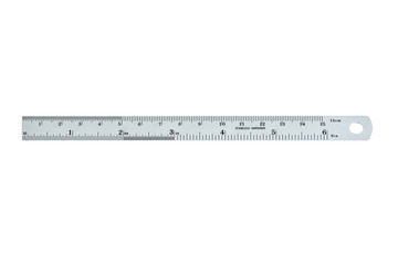 Metal ruler. Isolated on white background with clipping path