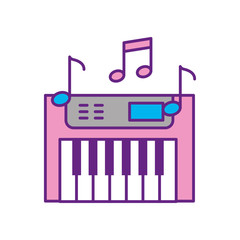 Synth console with notes vector illustration design