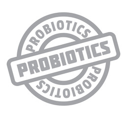 Probiotics rubber stamp. Grunge design with dust scratches. Effects can be easily removed for a clean, crisp look. Color is easily changed.