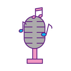 microphone audio with notes vector illustration design