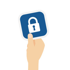 Hand hält Bierdeckel mit Vorhängeschloss