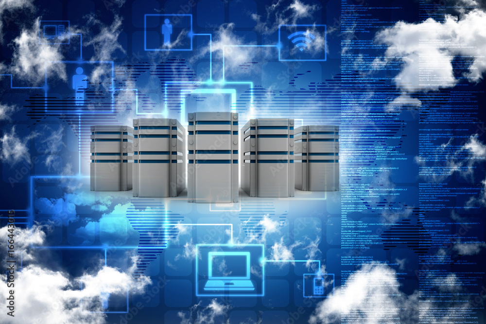 Poster 3d rendering database storage illustration