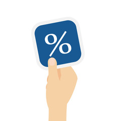 Hand hält Bierdeckel % Symbol