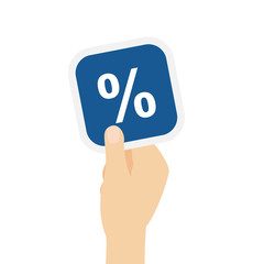 Hand hält Bierdeckel mit Prozent Symbol