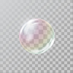Realistic soap bubble with rainbow reflection