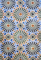 Fototapeta na wymiar Tiles with floral motifs and stars