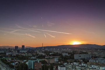 Zagreb skyline at sunrise