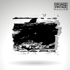 Black brush stroke and texture. Grunge vector abstract hand - painted element. Underline and border design.