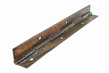 Old rusty door hinge isolated on white background