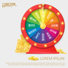 Fortune spinning wheel. Gambling concept, win jackpot in casino illustration