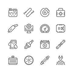 Set of car related line icons