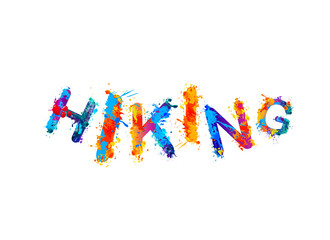 Hiking. Word of splash paint