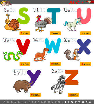 educational cartoon alphabet set for learning