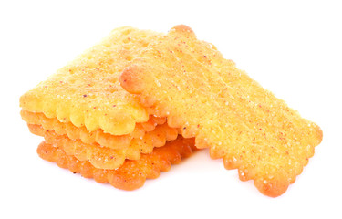 Crackers with sesame on white background