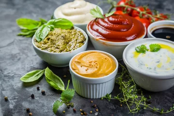 Foto op Canvas Selection of different sauces in bowls © anaumenko