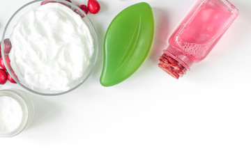 organic cosmetics with extracts of berries white background top 