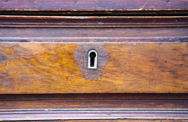 Close-up closet or drawer with a lock