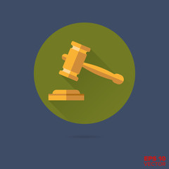 judges gavel flat design vector icon