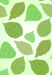 Seamless texture with transparent green leaves. Vector pattern for your creativity