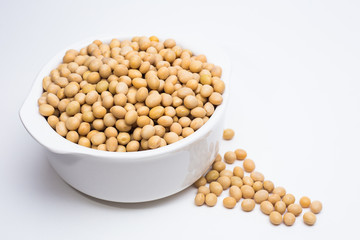 soy beans  close up image on white background
