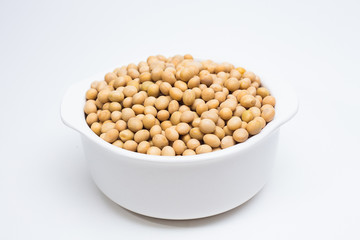 soy beans  close up image  on white background