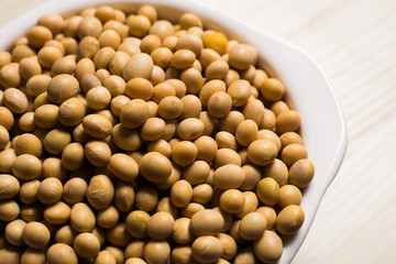 soy beans  on  wood table