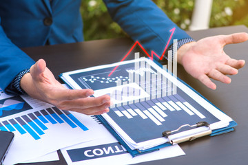 business statistics success concept : businessman analytics financial accounting market chart
