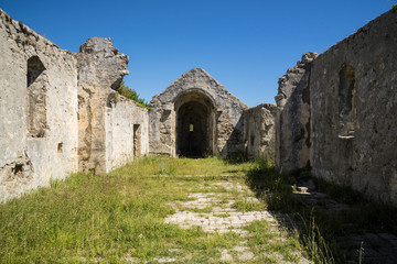 Fototapeta na wymiar The ruined Church of St John, Lopud, Dalmatian coast, Southern Croatia. One of the Elaphiti islands.