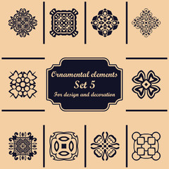Ornamental elements set. Template for design and decoration