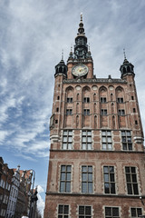 Obraz premium The historic town hall with clock tower of the Main City in Gdansk in Poland.
