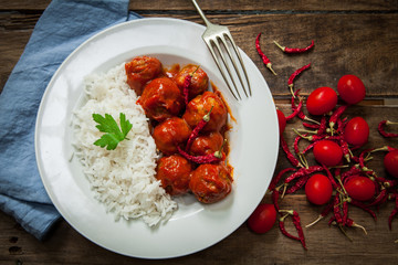 Homemade meatballs in tomato