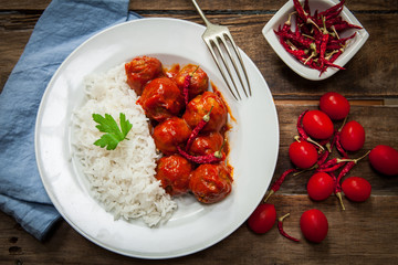 Homemade meatballs in tomato