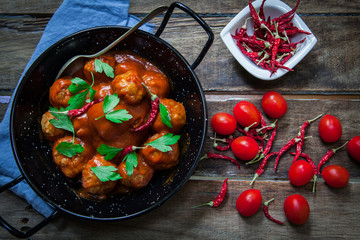 Homemade meatballs in tomato