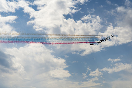 Planes in the air at the parade.