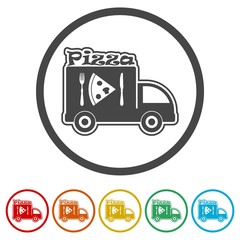 Pizza delivery icons set